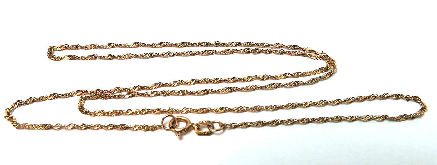 10K SOLID YELLOW GOLD “OR” NECKLACE THIN CHAIN 18″ LONG 1.0 GRAM hi