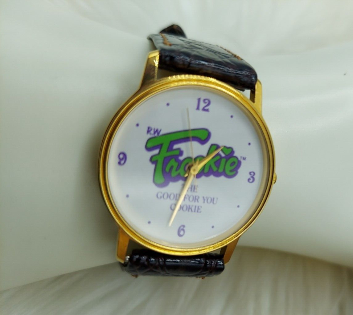 VINTAGE 1980’S R.W. FROOKIE THE GOOD FOR YOU COOKIE GOLD TONE WATCH~UNTESTED