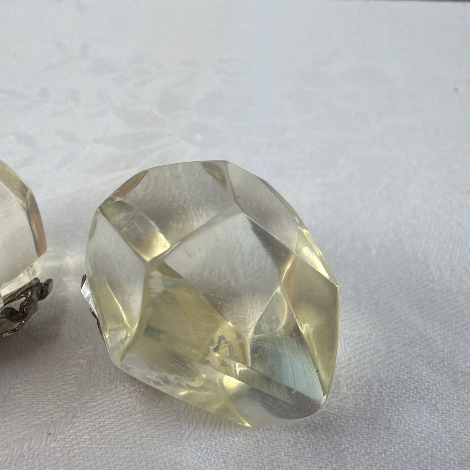 Vintage Clear Lucite Plastic? Clip On Earrings