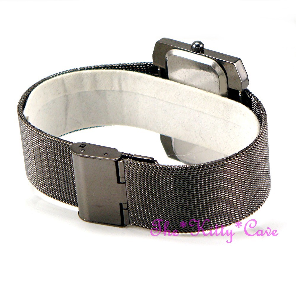 Designer Elegant Black Chainmail Mesh Dual 2 Time Twin Multi Zone Unisex Watch