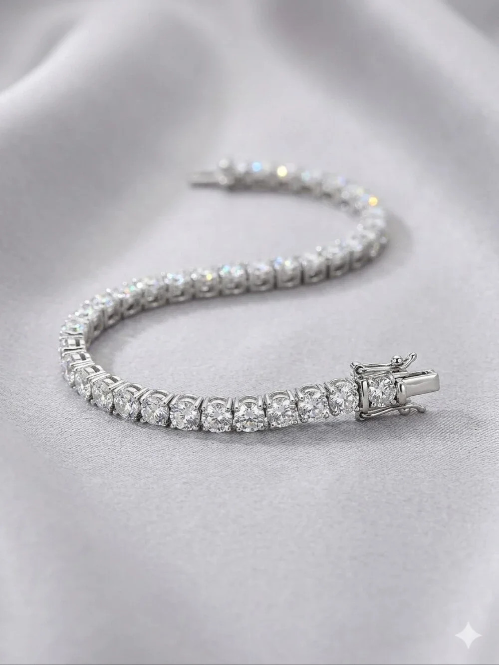 Moissanite NWT 7.0CTW 925 Sterling Silver 3MM Tennis Bracelet, 8″
