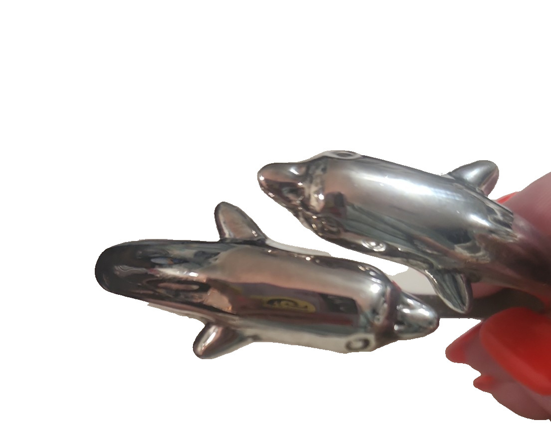 Sterling silver dolphin hinged bangle bracelet marked 925 sea life beach 46 Gram