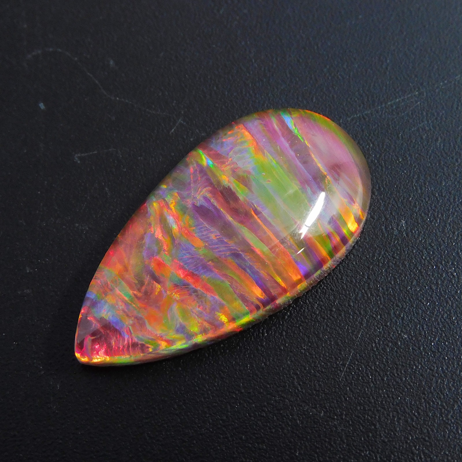 A+ Natural Boulder Fire Opal 12.10 Ct CERTIFIED Pear Cut Loose Gemstone-W