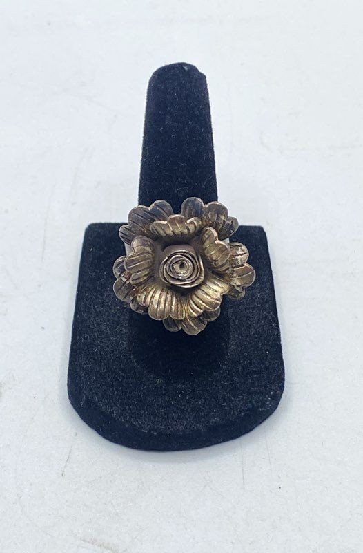Sterling Silver 925 Large 3D Flower Rose Statement Ring Size 5.5 10.7g
