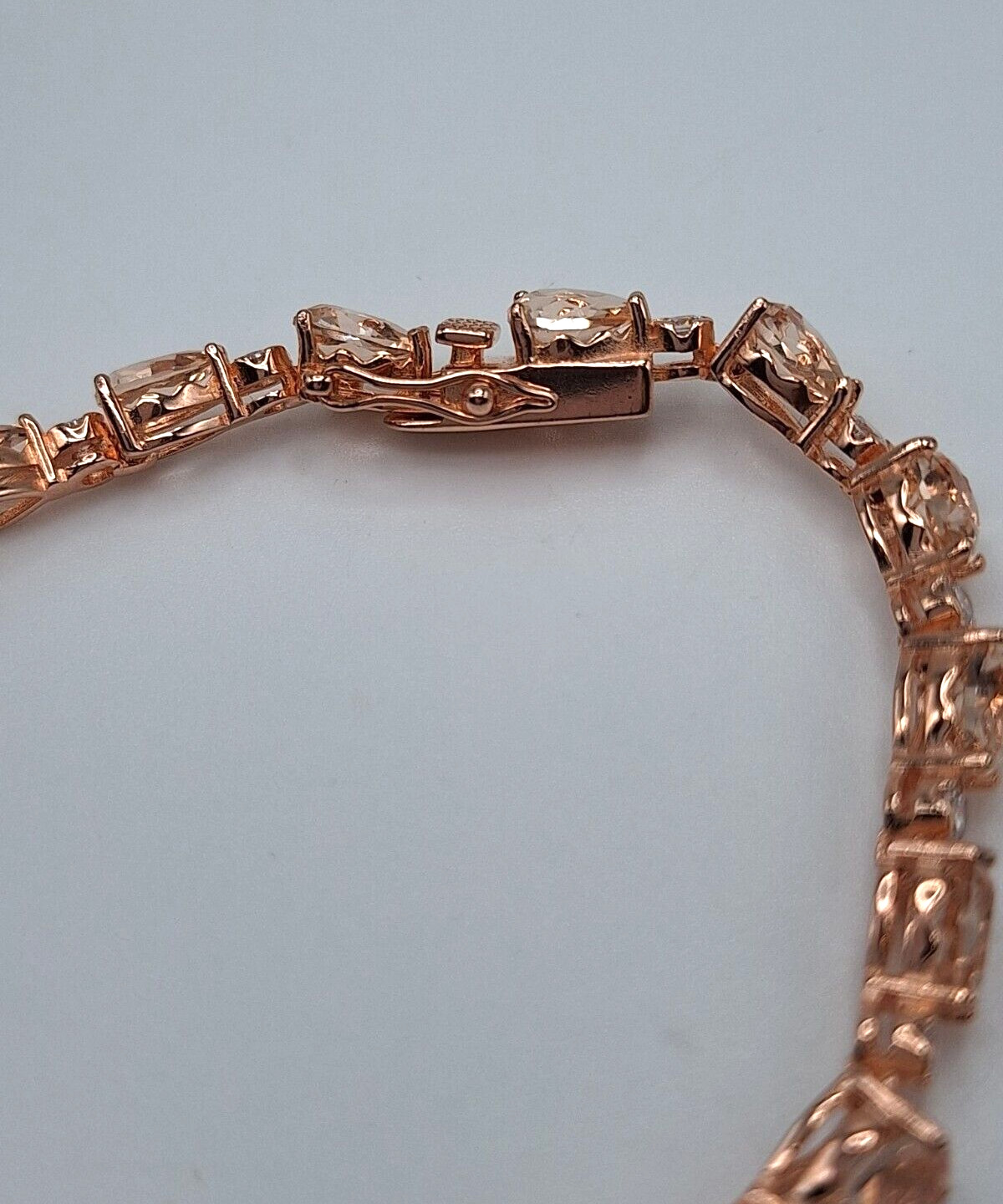 14.10ct Morganite Pear Cut Tennis Bracelet & Rose Gold Vermeil & Sterling Silver