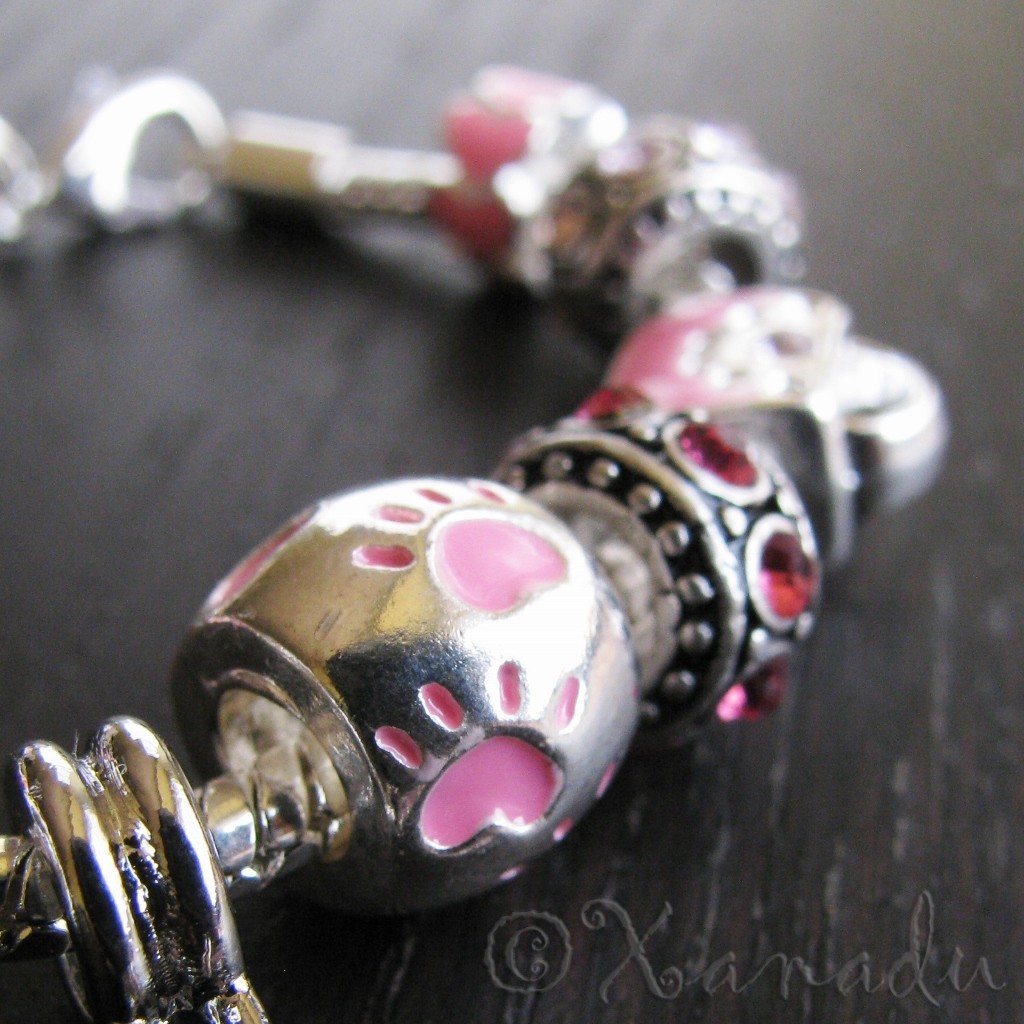 Pink Hello Kitty Princess European Charm Bracelet With Red Heart Crown Charm