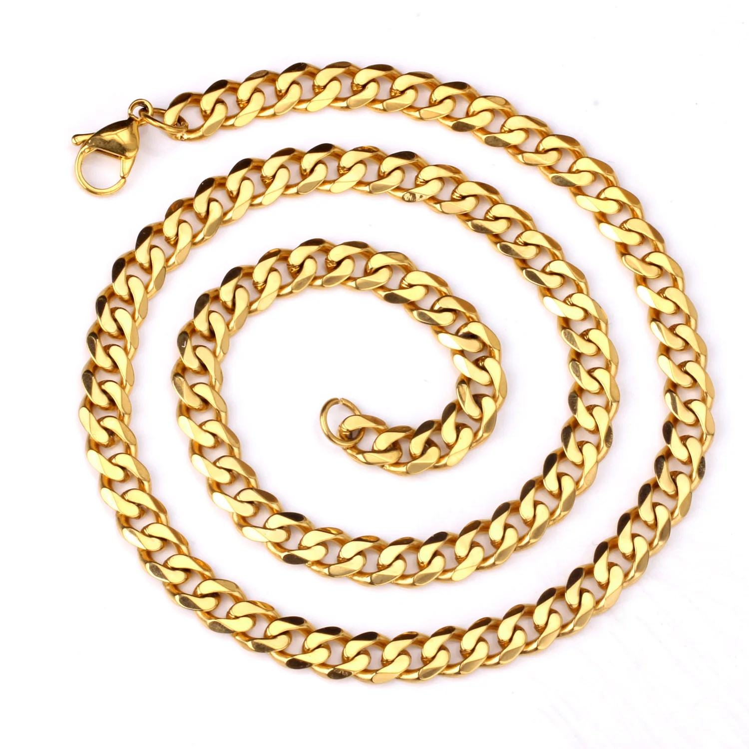 Chain Necklace Stainless Steel Gold Color Figaro Cuban Link Chain Neck Jewelry