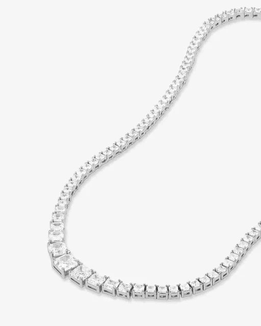28CT Round Cut Lab Created Diamond Tennis Necklace 14K White Gold Plated