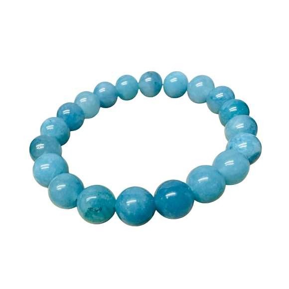 Blue Jade Chakra Bracelet 10mm Natural Stone Beaded Stretch Energy Healing Gift