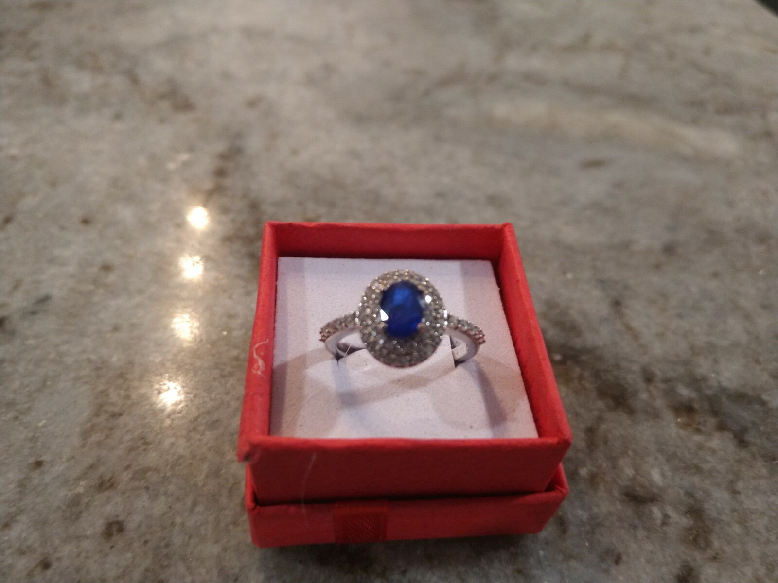 Regal/Elegant 1.60 TCW Diffused BlueSpinel, ZirconDoubleHaloRing/Plat/SS,sz 7,