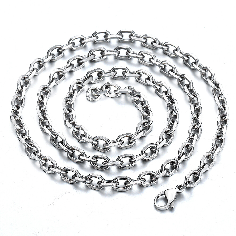 3/6/9mm Mens Chain Silver Stainless Steel Cable Link Necklace 18/20/22/24 inches
