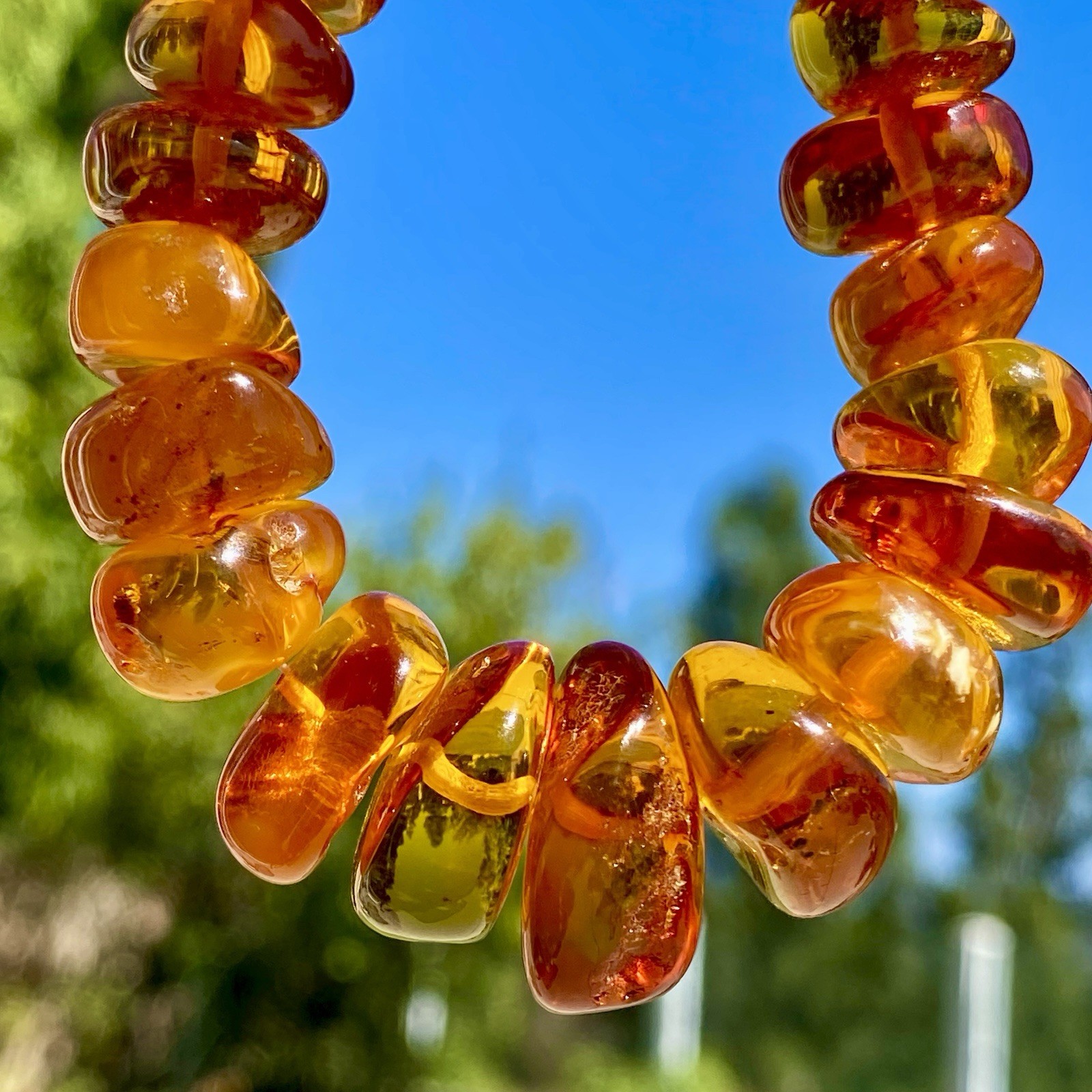 Vintage Baltic Amber Necklace Soviet Era Graduated Honey Nuggets 26”
