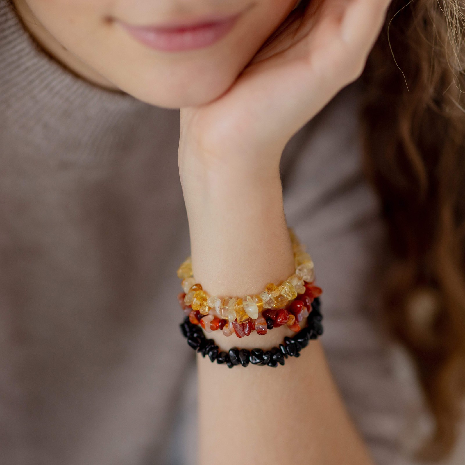 Citrine Sliver Bracelet Gemstone Bracelet Stone Bracelet Healing Stone Stretchy