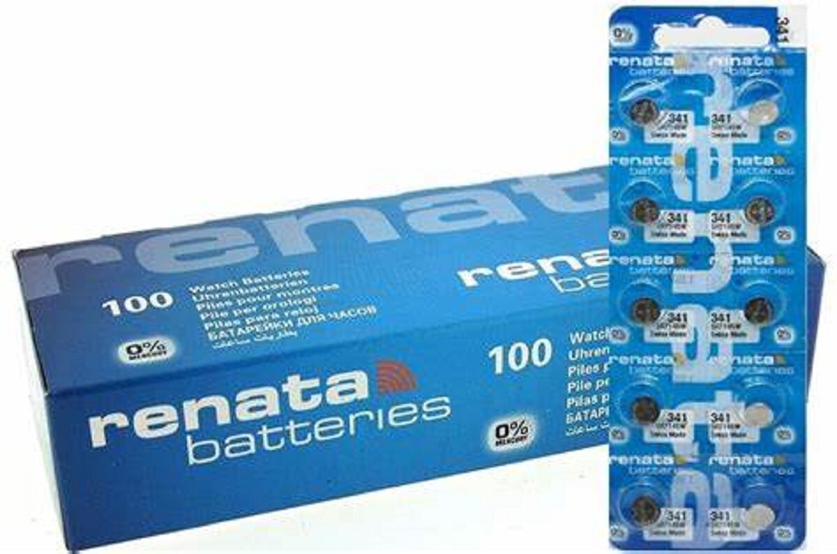 Box of 100 Renata 341 SR714SW 1.55V Silver Oxide Batteries -Swiss Made
