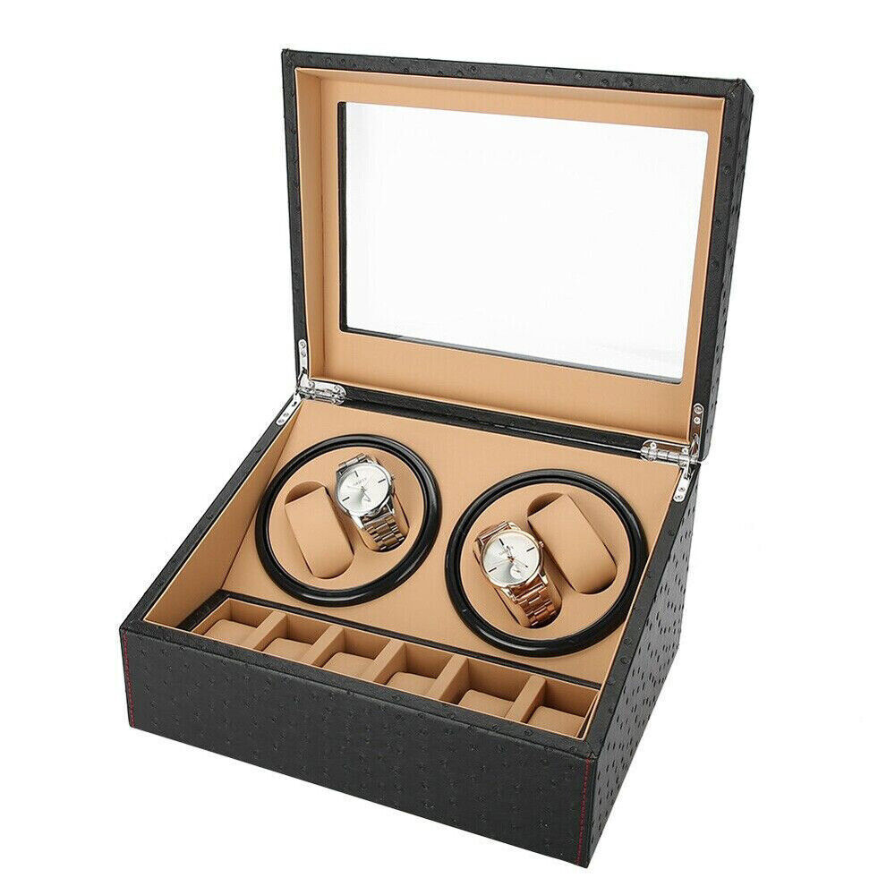 Automatic Watch Winder 4+6 Watch Display Box Quiet Motor Luxury Storage Case HOT
