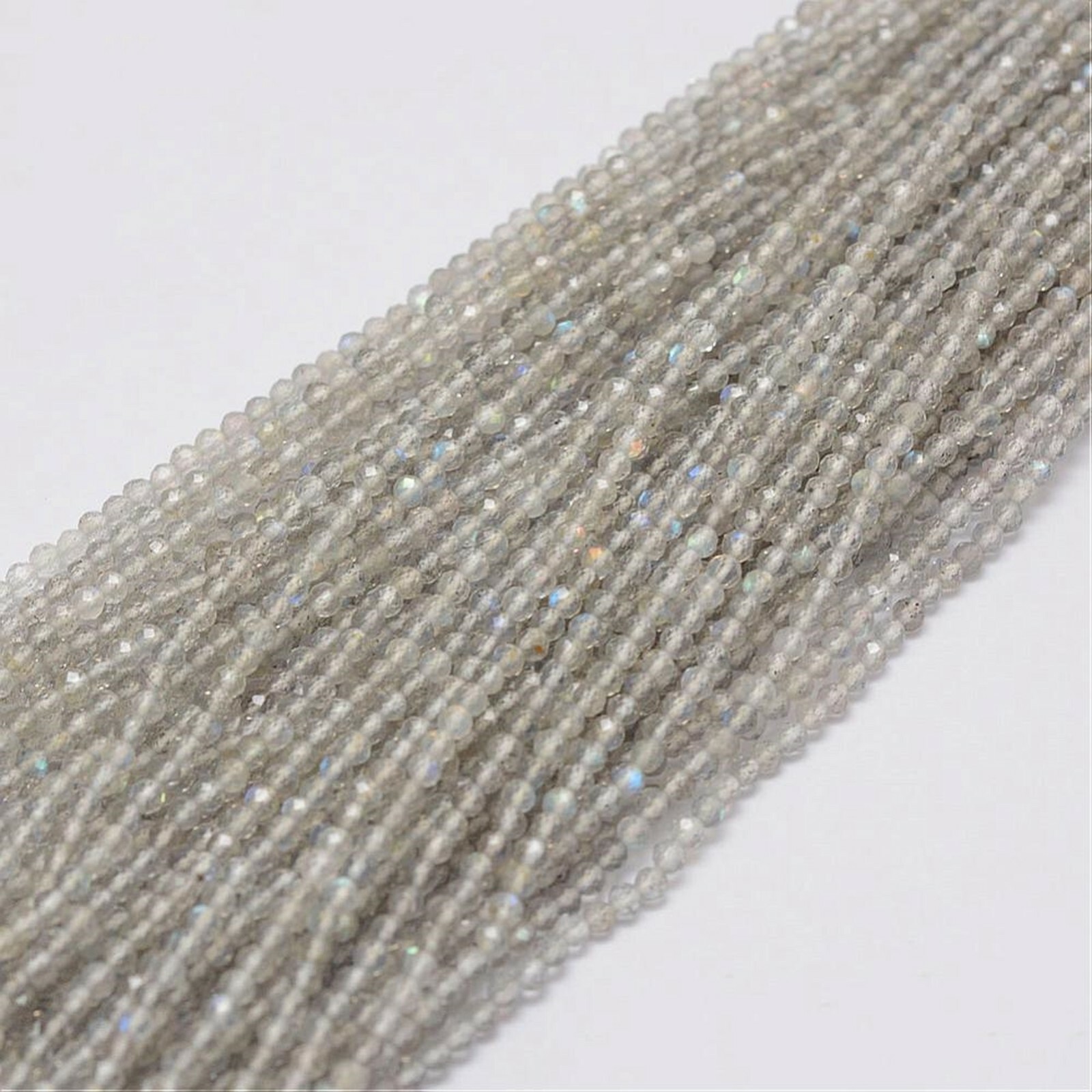 Natural Labradorite Beads Strands Round Faceted.2.25mm in diameter hole: 0.5mm