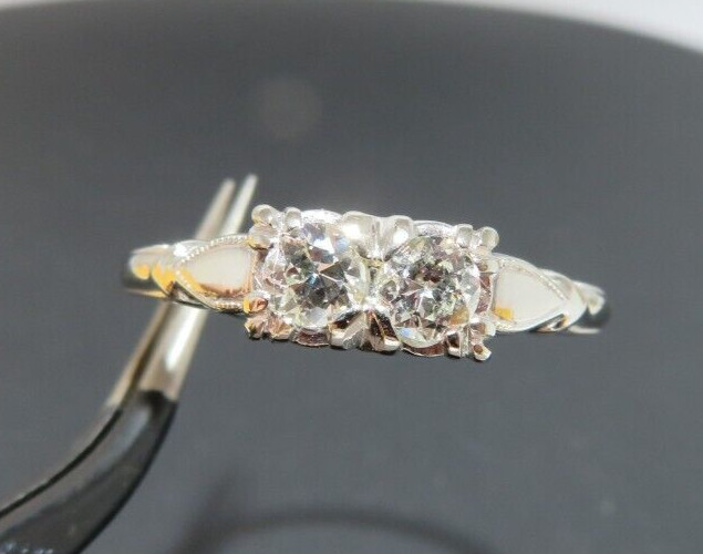 14K WG 2-ROUND DIAMOND FOREVER US RING 0.35 tcw SZ 8 2.58 grams (AI-2267)
