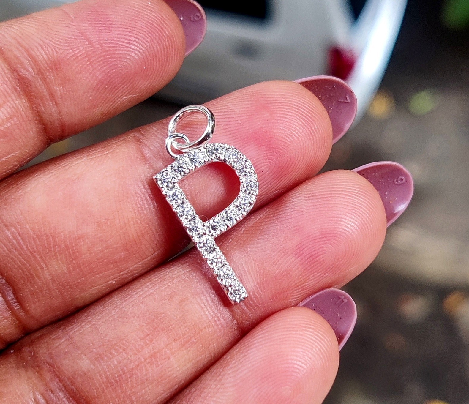 2Ct Round Lab Created Diamond Initial “P” Letter Pendant 14k White Gold Plated
