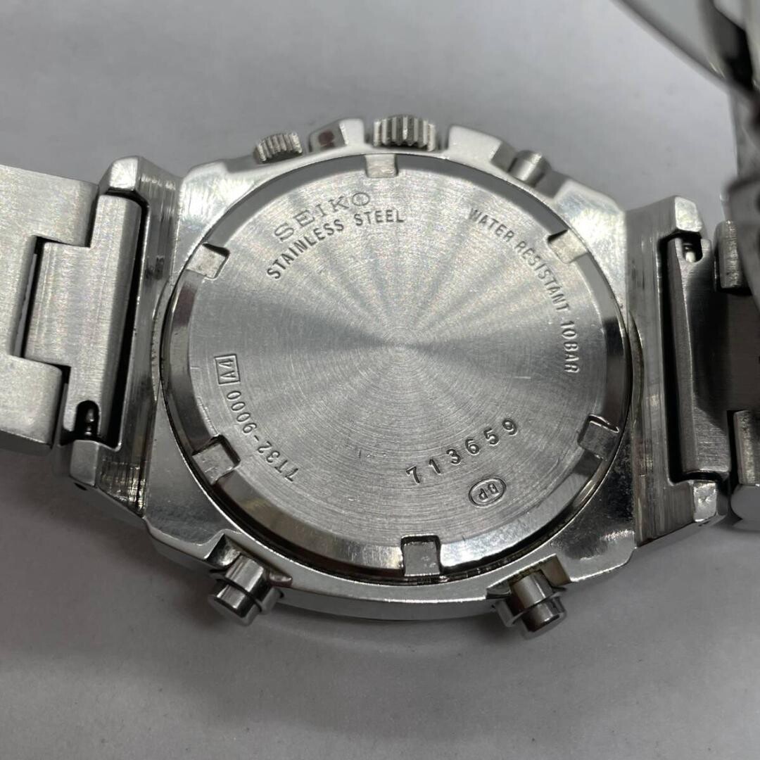 Seiko SUS 7T32-9000 Chronograph Alarm 1997 Black Dial Tachymeter Japan Watch
