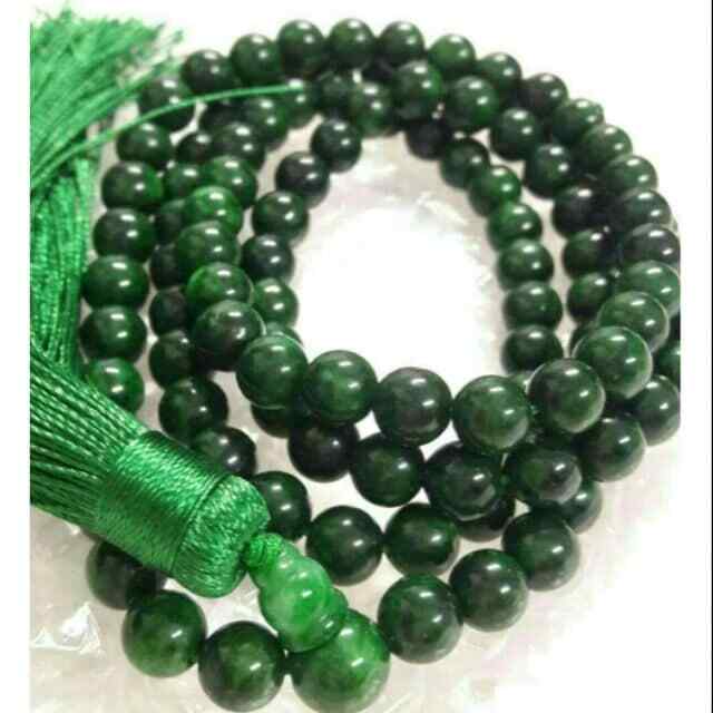 Maw Sit sit jade stone beads dark green size 8-12 mm 108 beads from Myanmar