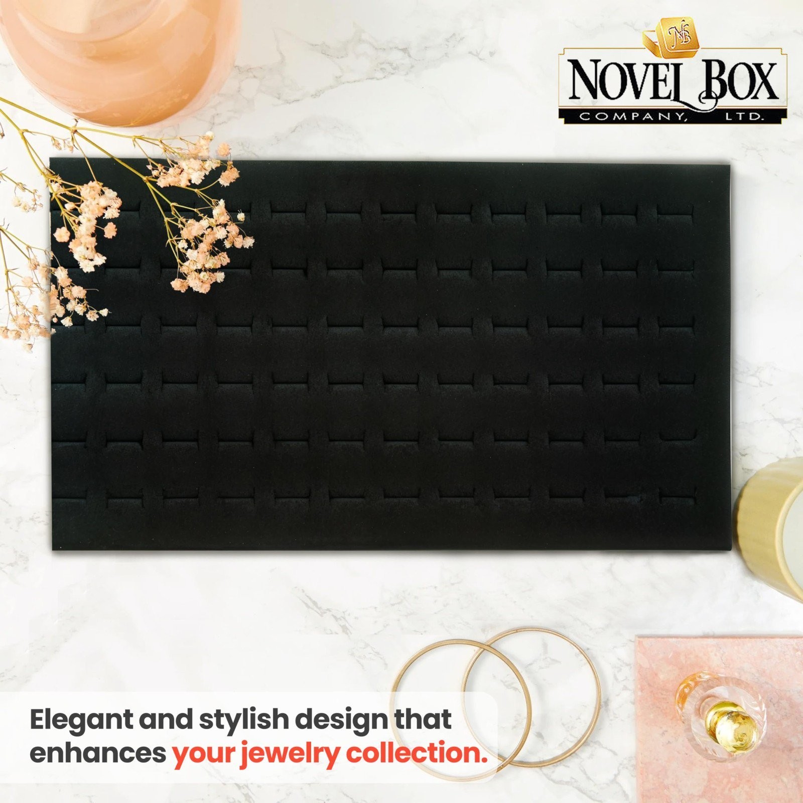 Novel Box 144 Ring Earring Jewelry Tray Foam Black Velour Liner Insert – 2 Pack