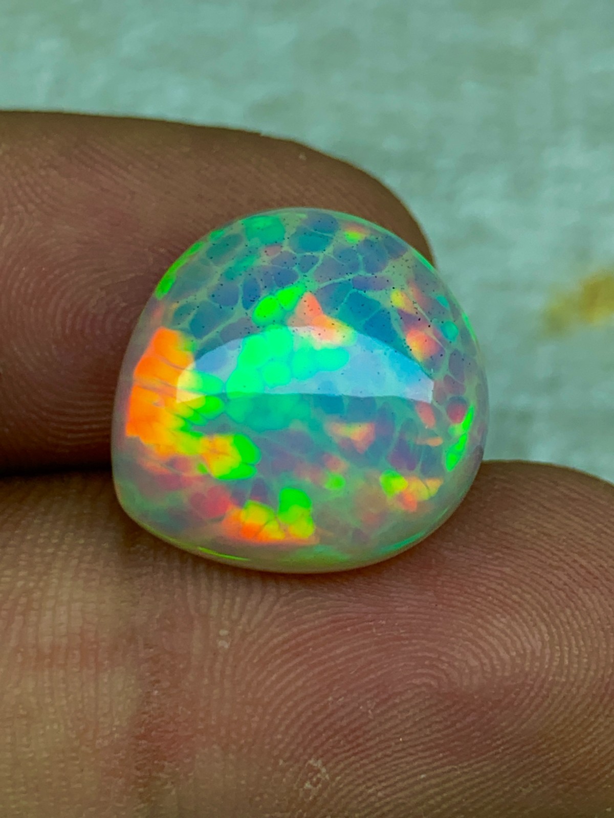 Natural Ethiopian Welo Opal 10.80crt Honeycomb Pattern Cabochon Loose Gemstone