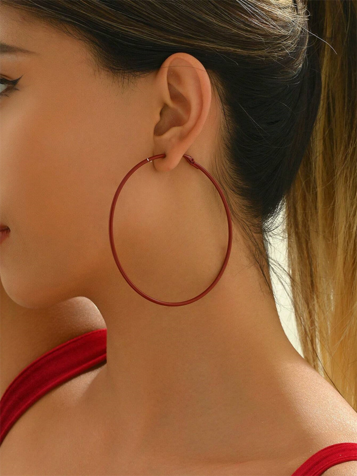 Large Thin Hoop Earrings Minimalist Oversized Round Women Fashion Trendy Daily