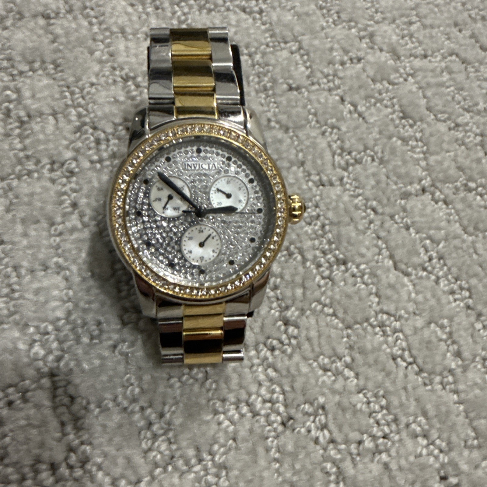 Invicta Angel 28467 Women’s Round Analog Day/Date Crystal Two-Tone Watch