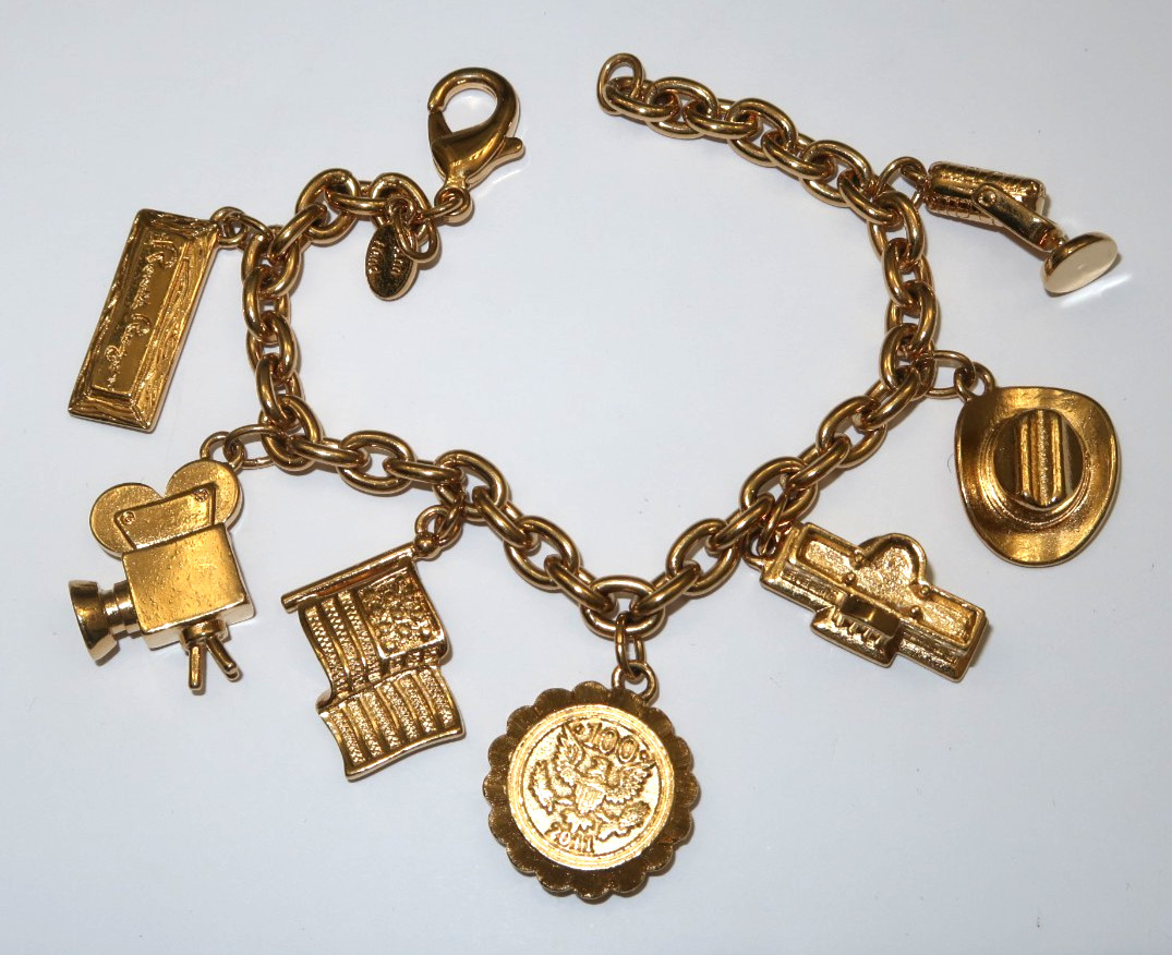 Ann Hand, Ronald Regan Theme Charm Bracelet, Costume Jewelry