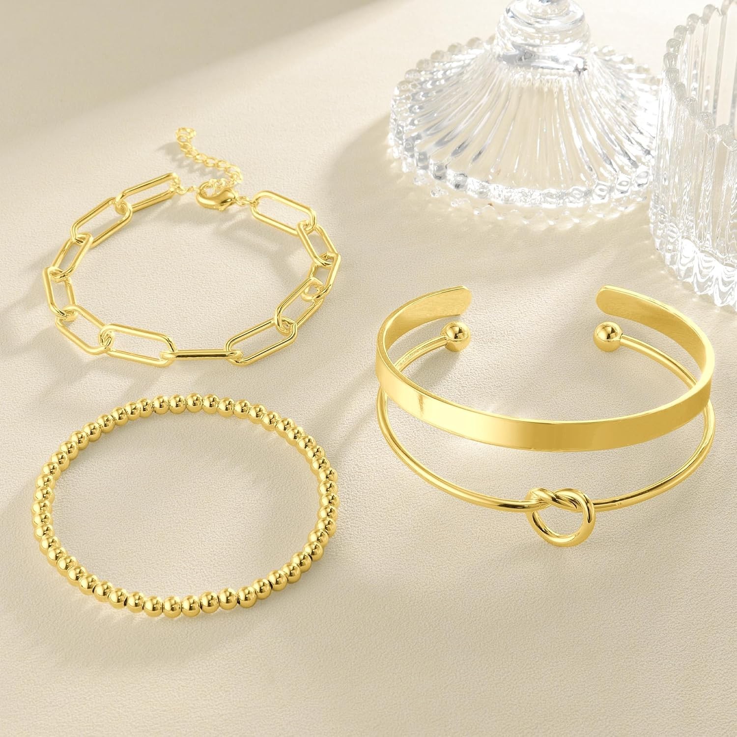 Gold Bangle Cuff Bracelets for Women Trendy Gold Plated Tennis Bracelet Stack…