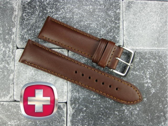 New VICTORINOX SWISS ARMY 21mm Dark Brown CALF LEATHER STRAP CAVALRY BAND x1