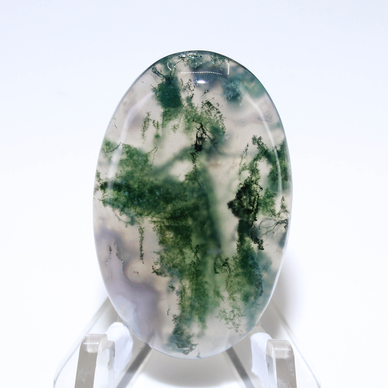 42.10 Ct. Top Green Moss Agate Oval Cabochon Loose Gemstone 36x22x6 mm