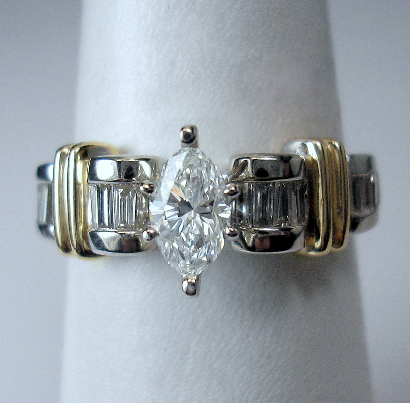 0.36 ct Marquise 0.61 ctw Natural Diamond 14KTT Engagement Ring Was $1,995 Video