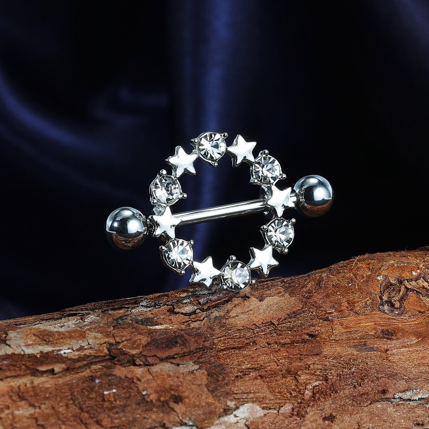 1 Pc 14G Stainless Steel Nipple Rings CZ Crystal Nipple Shield Piercing Jewelry