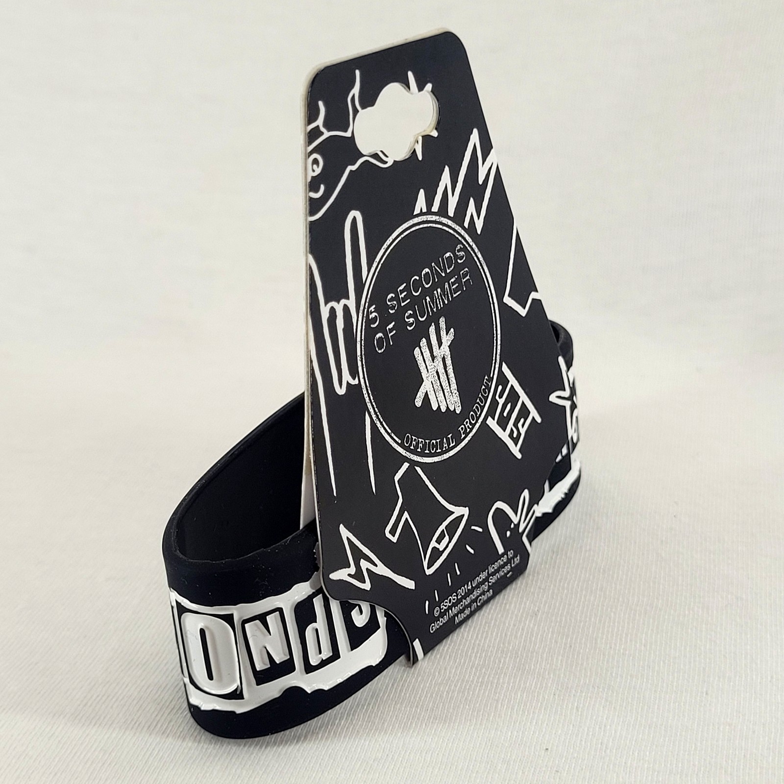 Official 5 Seconds of Summer 5SOS Rubber Bracelet Black Pink Crown 2014 – NEW