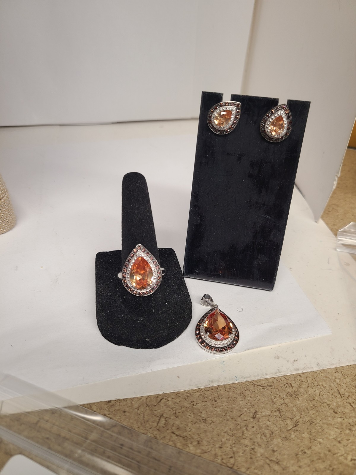 925 Spessartine Garnet Jewelry Set Ring/Pendant/Earrings