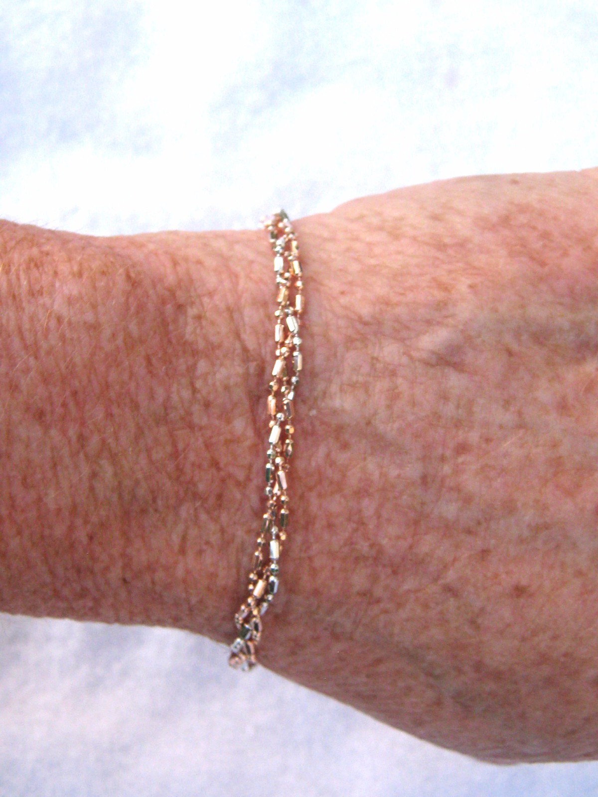 Italy Sterling Silver .925 & 14k Rose Gold Plated Bracelet 9″, Adjustable Extend