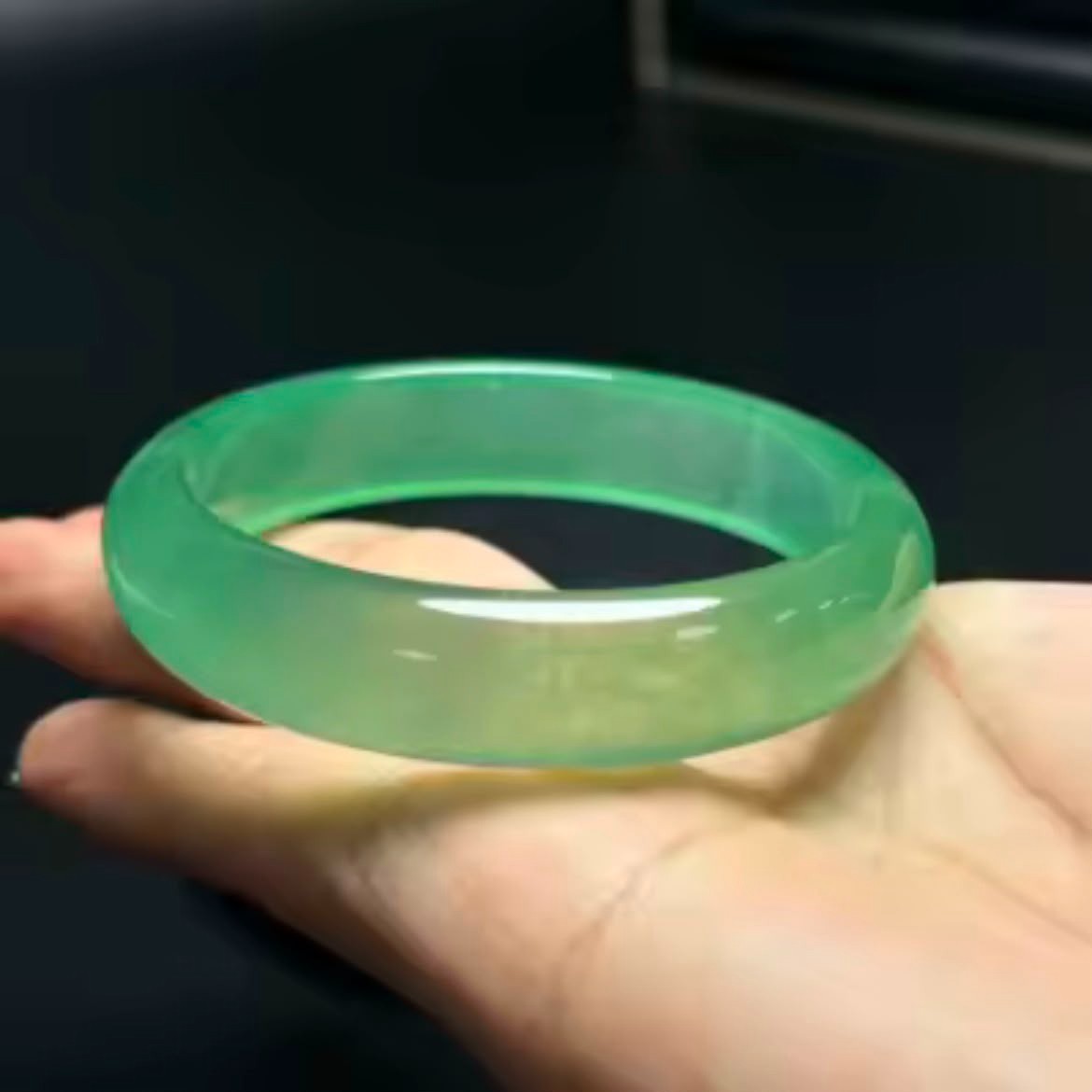 Natural Grade AAA Rare Icy Green Burmese Jadeite Jade Bangle Bracelet 54-64mm