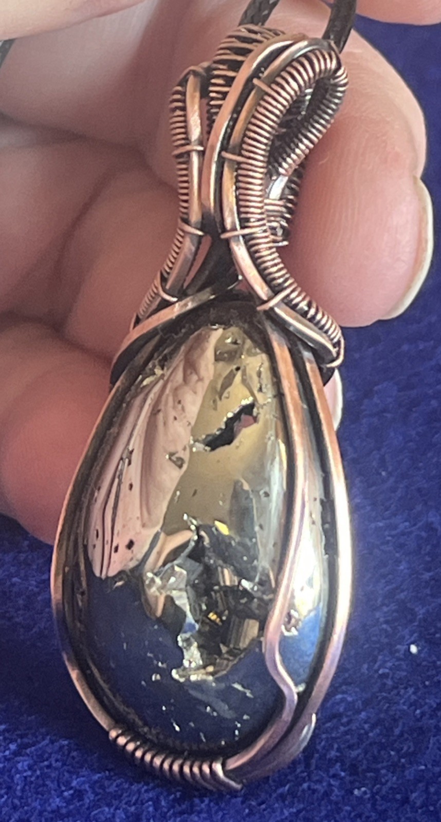 Pyrite (fool’s Gold) ~ Handmade copper wire wrapped pendant 4c