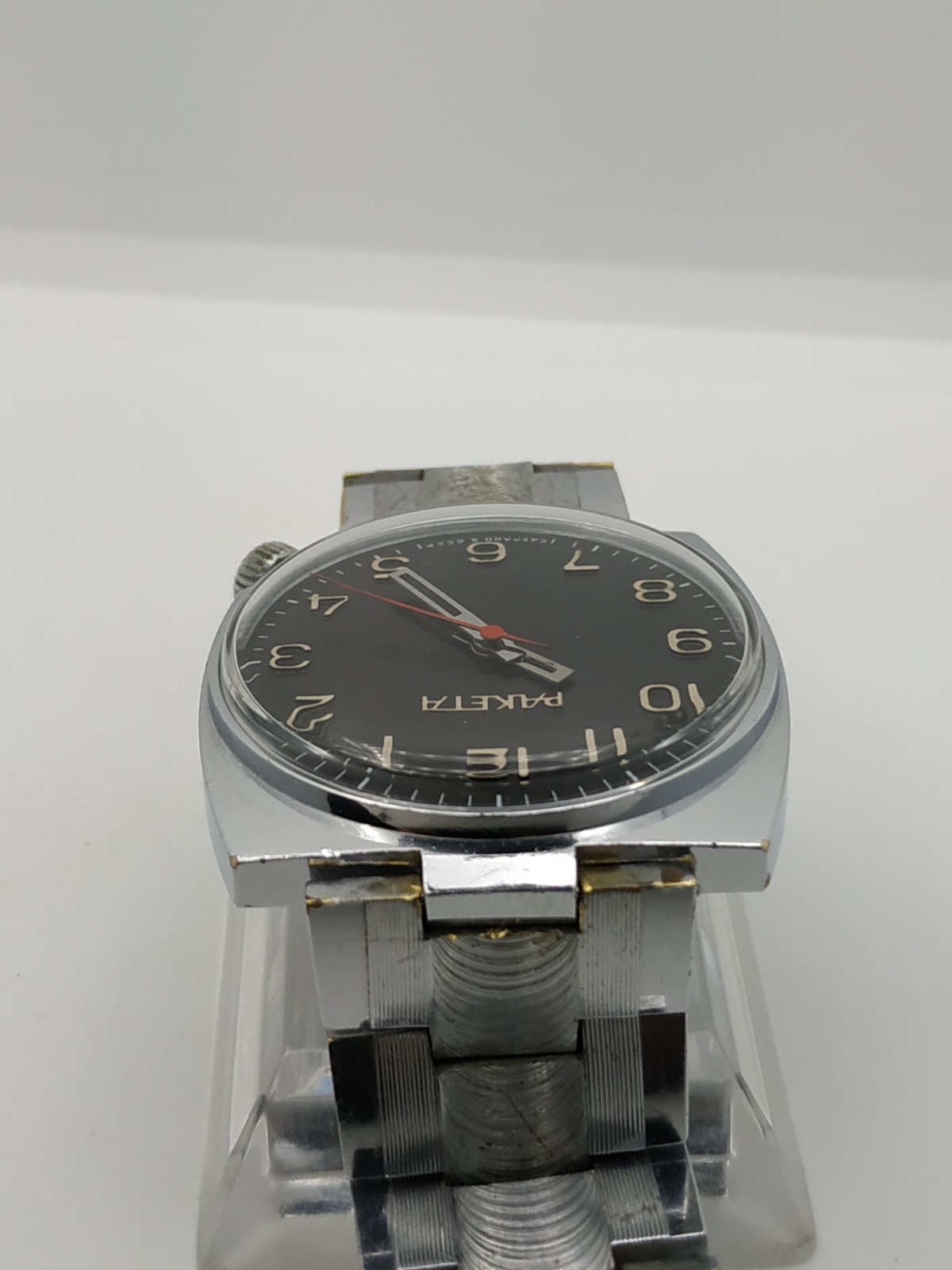 Men’s Dress Vintage USSR Watch RAKETA Mechanical 2609.HA Retro Soviet Black Dial