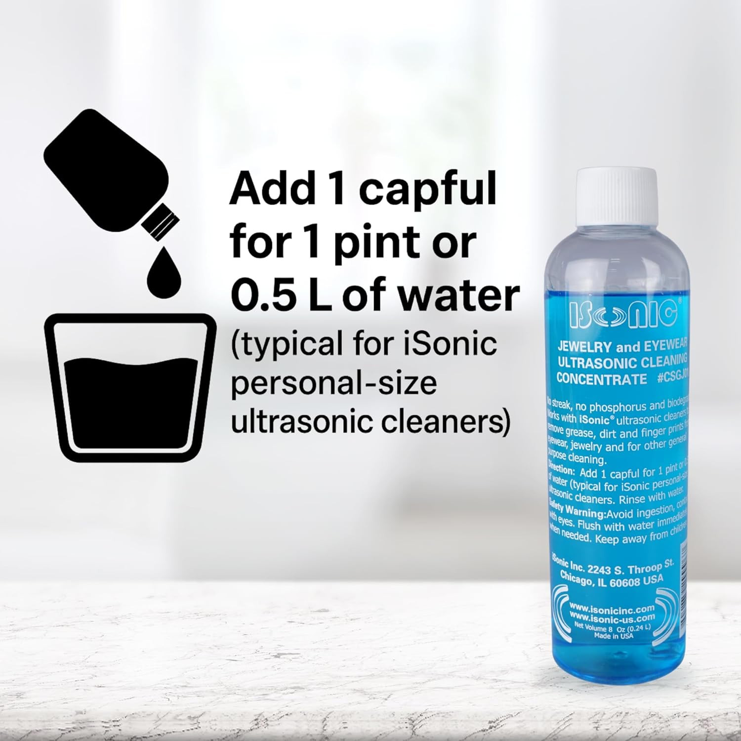 Ultrasonic Jewelry Cleaner D2840 with Cleaning Solution Concentrate