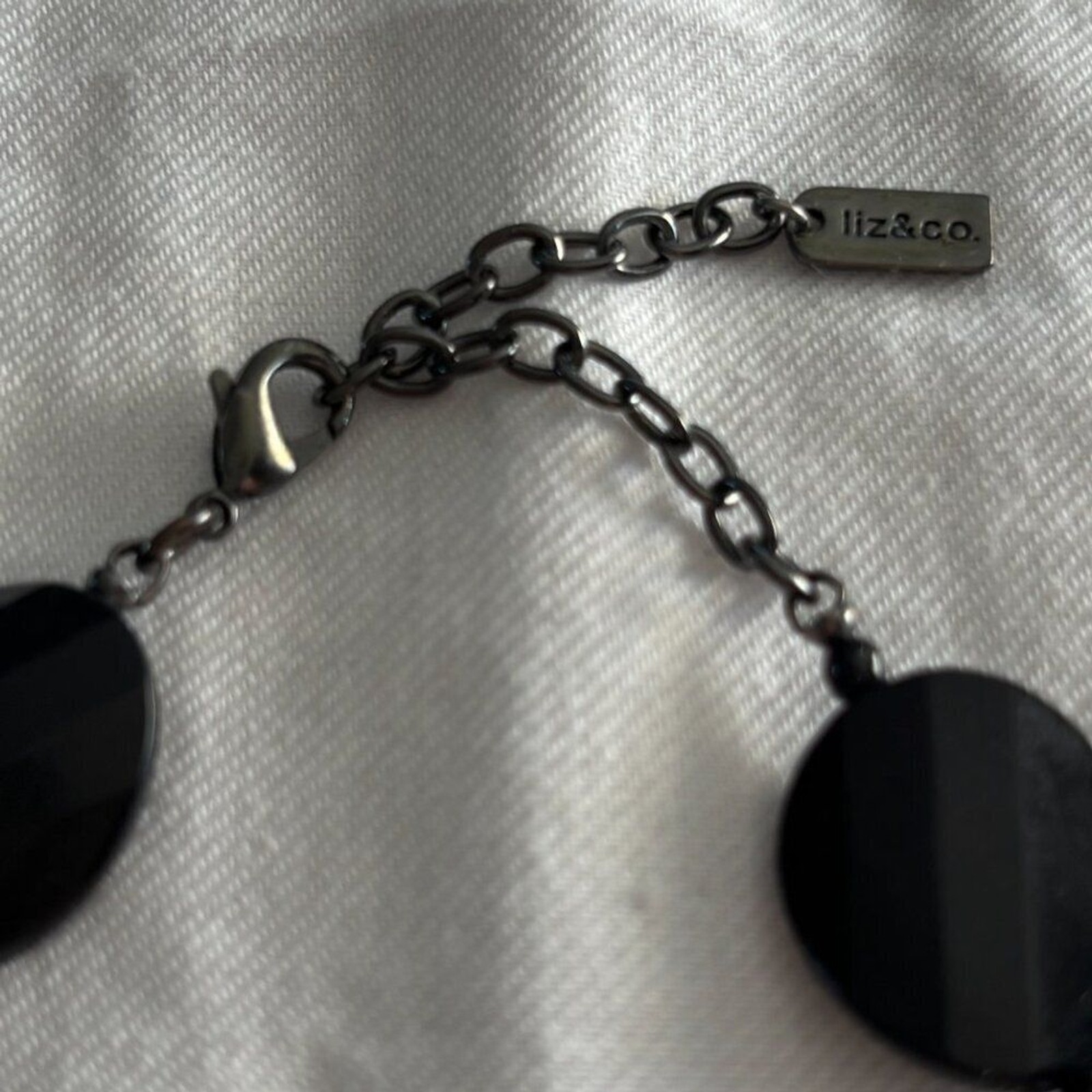 Liz & Co Black Faceted Resin Bead Statement Necklace Gunmetal Chain