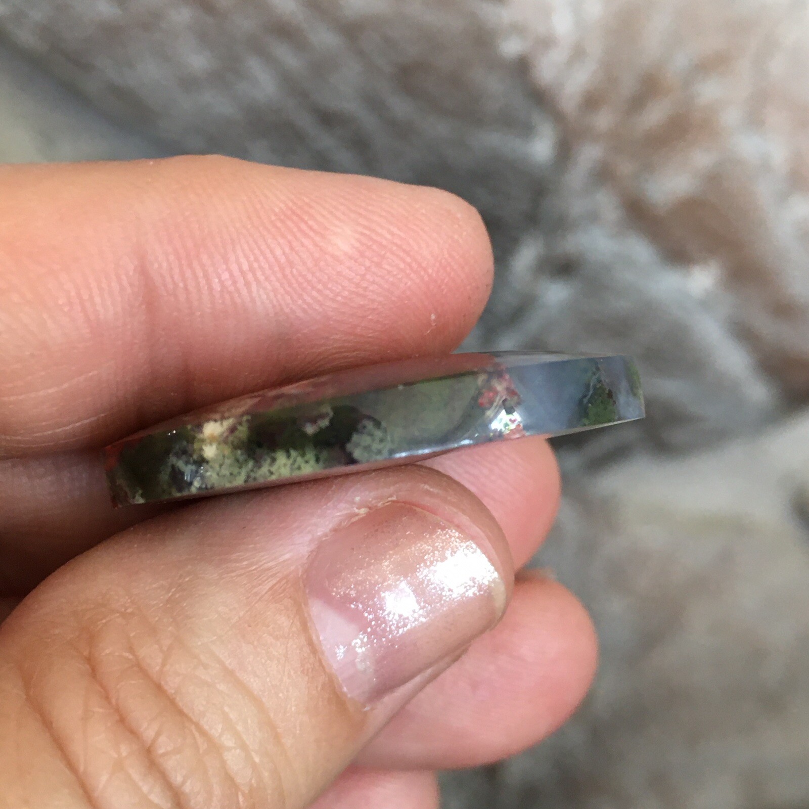 31.7×22.5x6mm Fine Garden Moss Agate Oval Cabochon Loose Picture Stone