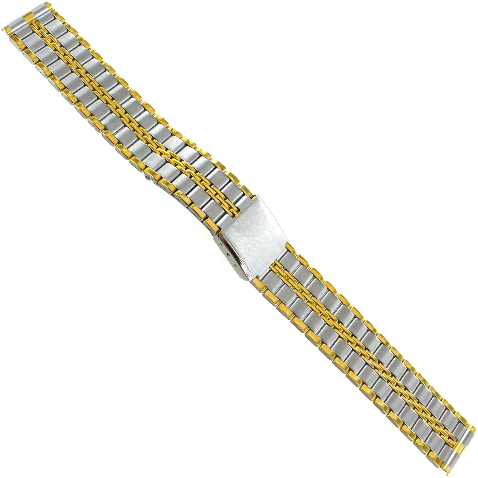 16 or 18mm Hirsch Two Tone Stainless Steel Deployment Band Clasp Watch Band 250
