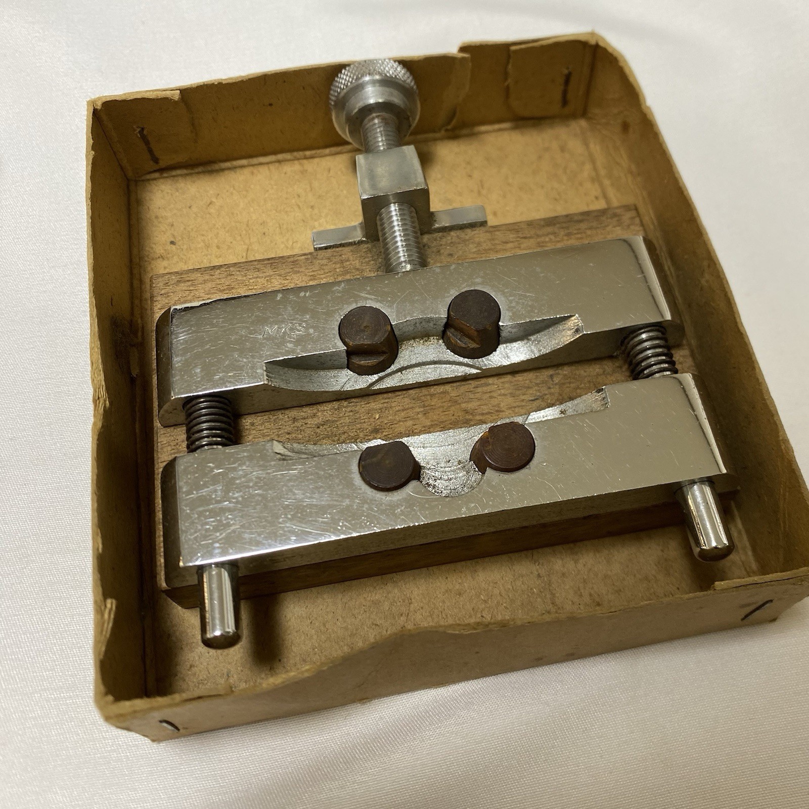 Vintage MKS Special Watch Vice Art No.195 Watchmaker Case Holder Japan Box