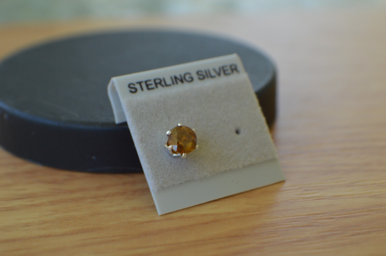 SINGLE EARRING One 0.82ct Honey Orange Sphalerite Solitaire Sterling Silver 5mm