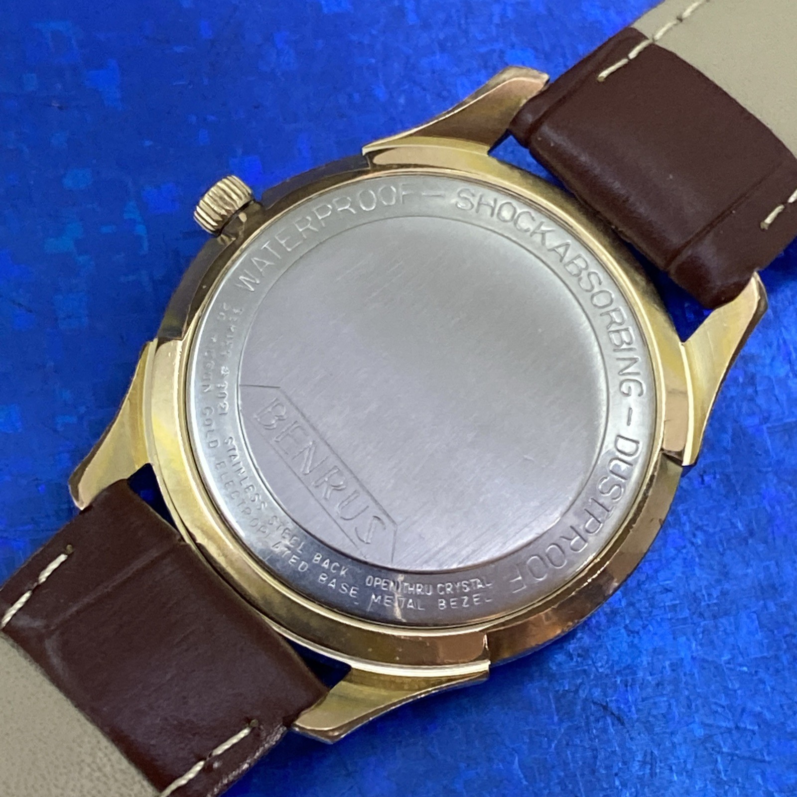 Vintage 1960s Man’s BENRUS Shock-Absorber Stunning Silver Dial Serviced WARRANTY