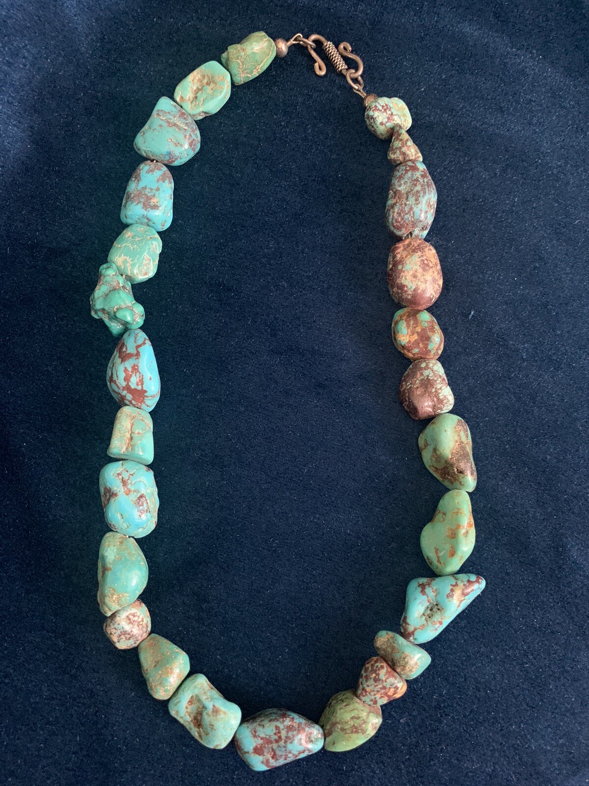Vtg 16 In Turquoise Necklace Strung On Coated Wire