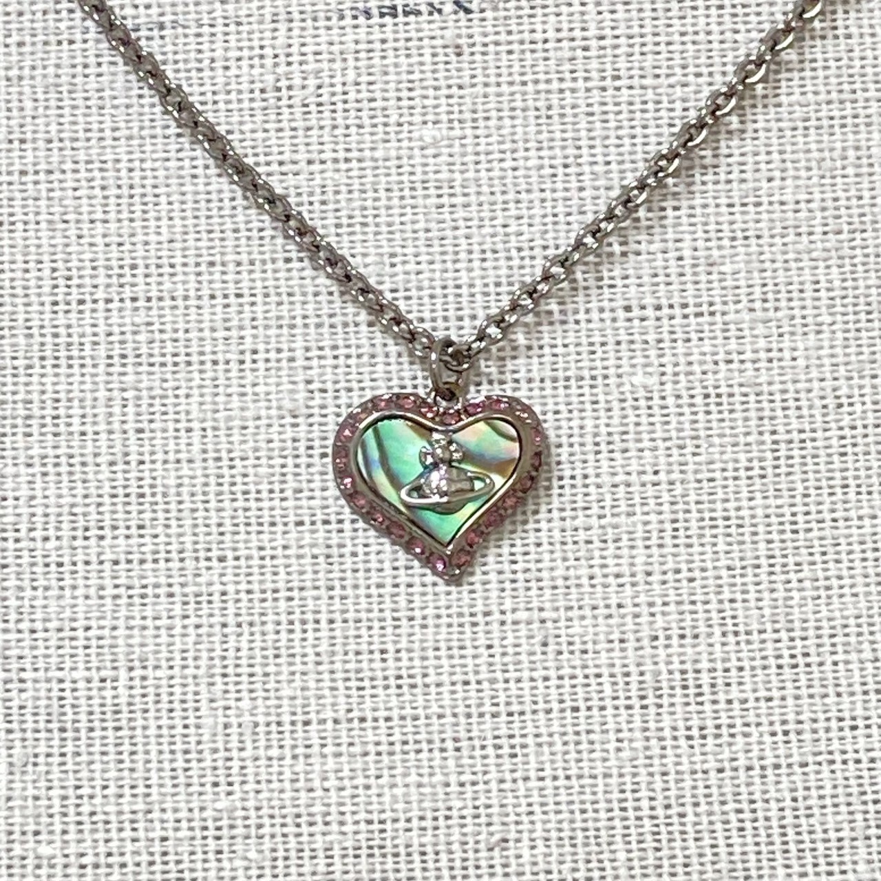 Vivienne Westwood Necklace PETRA Heart Shell Gunmetal NO BOX [EJ3643