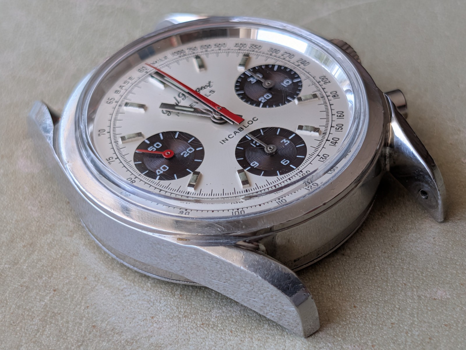 Vintage Paul Peugeot Three-Register Chronograph w/Warm Patina,Valjoux 7736 Mvmt